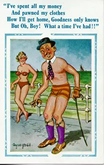 Underpants: Comic postcard, Man has fun at the seaside