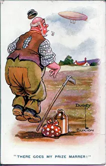 Marrow: Comic postcard, Man mistakes airship for marrow, WW1