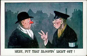 The Donald Mcgill Archive Collection: Comic postcard, man with red nose in blackout, WW2