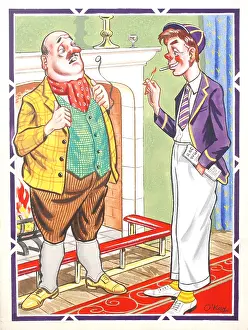 Frivolous: Comic postcard, Man and schoolboy chatting