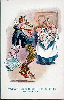 The Donald Mcgill Archive Collection: Comic postcard, Man sees nurse with triplets, WW1
