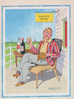 Syphon: Comic postcard, Man short of money at the seaside