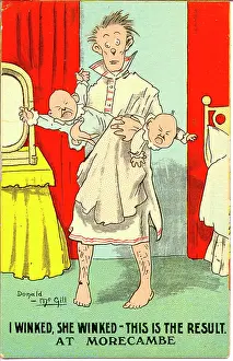 Wink: Comic postcard, Man with twins