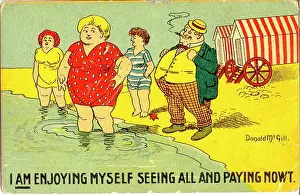 Voyeurism: Comic postcard, Man watching women at the seaside
