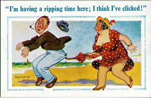 Ripping: Comic postcard, Man and woman on the beach