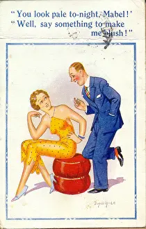 Blush: Comic postcard, Man and woman chatting