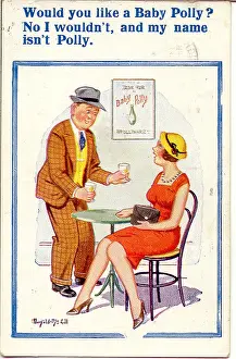 Misunderstanding: Comic postcard, Man and woman in a pub