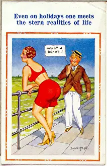 Realities: Comic postcard, Man and woman at the seaside