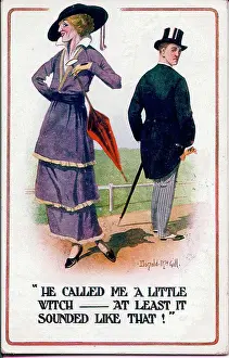 Insult: Comic postcard, Man and woman at the seaside