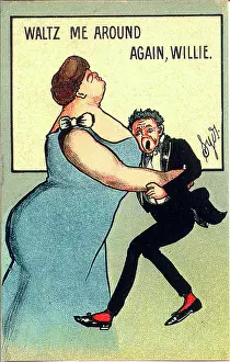 Wimp: Comic postcard, Man and woman waltzing