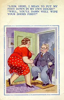 Wipe: Comic postcard, Married couple in conflict