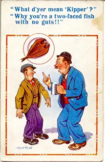 Misunderstanding: Comic postcard, Two men chatting in a pub