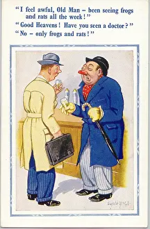Drunkards: Comic postcard, Two men chatting in a pub