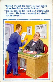 Analyst: Comic postcard, Two men in an office