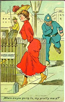 Comic postcard, Men Only toilet