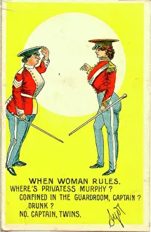 Ambiguous: Comic postcard, Two military women