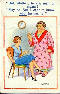 Frump: Comic postcard, Mother and daughter discussion
