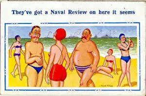 Navel: Comic postcard, Naval Review at the seaside