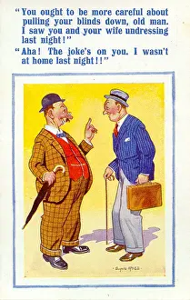 Infidelity: Comic postcard, Two neighbours chatting