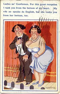 Footlights: Comic postcard, Performing couple taking a bow