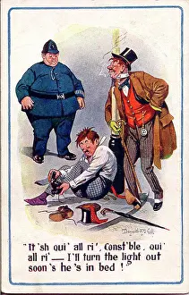 The Donald Mcgill Archive Collection: Comic postcard, Policeman and two drunks in the street