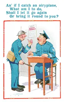 Comic postcard, two policeman in wartime, WW2