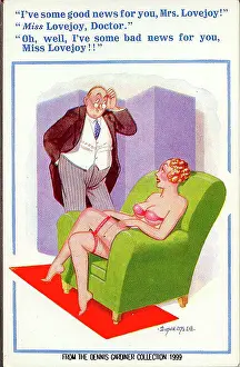 Comic postcard, Pretty woman and doctor