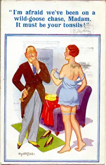 Voyeurism: Comic postcard, Pretty woman and doctor