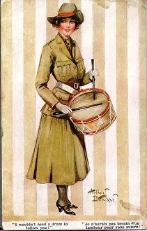 Entendre: Comic postcard, Pretty woman in uniform, WW1