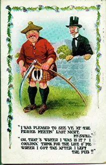 Scotsmen: Comic postcard, Religious gentleman and Scotsman