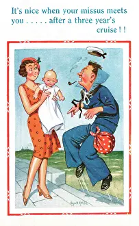 Comic postcard, Sailor in the British Royal Navy, WW2