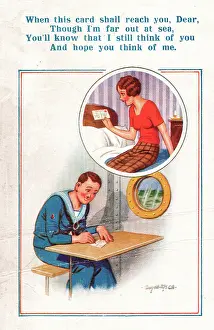 Porthole: Comic postcard, Sailor in the British Royal Navy, WW2