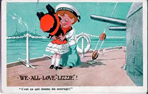 Lizzie: Comic postcard, Sailor with his girl, WW2