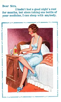 Pharmaceuticals: Comic postcard, Satisfied customer