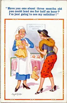 Borrow: Comic postcard, Scene in children's home