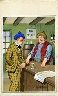 Barman: Comic postcard, Scene in a Glasgow pub