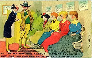 Matrimonial: Comic postcard, Scene at a matrimonial agency