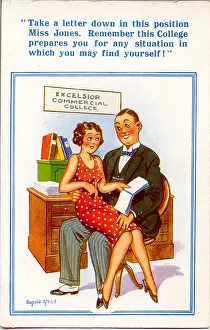 Shorthand: Comic postcard, Scene at secretarial college