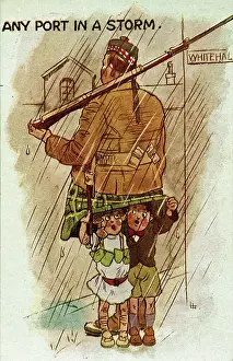 Scotsmen: Comic postcard, Scots soldier, Any Port in a Storm