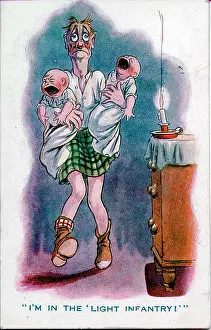 The Donald Mcgill Archive Collection: Comic postcard, Scotsman with two crying babies, WW1