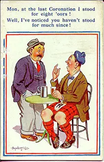 Comic postcard, Scotsman and Englishman in a pub