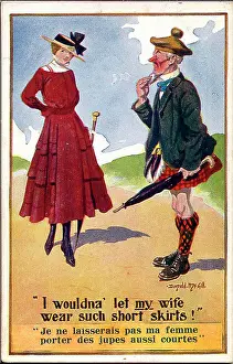 Scotsmen: Comic postcard, Scotsman and young woman