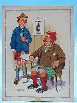 Booze: Comic postcard, Two Scotsmen drinking in a pub