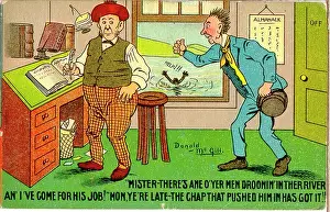 Vacancy: Comic postcard, Two Scotsmen in an office, job vacancy