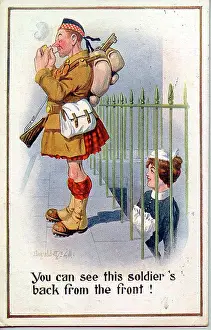 The Donald Mcgill Archive Collection: Comic postcard, Scottish soldier in the British Army, WW1