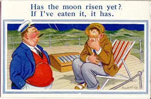 Seasick: Comic postcard, Sea sickness on board ship