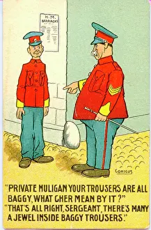 Baggy: Comic postcard, Sergeant and soldier