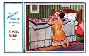 Spinster: Comic postcard, The shortest prayer on record