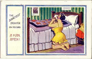 Spinster: Comic postcard, The shortest prayer on record