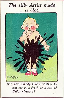 Blot: Comic postcard, The silly artist made a blot